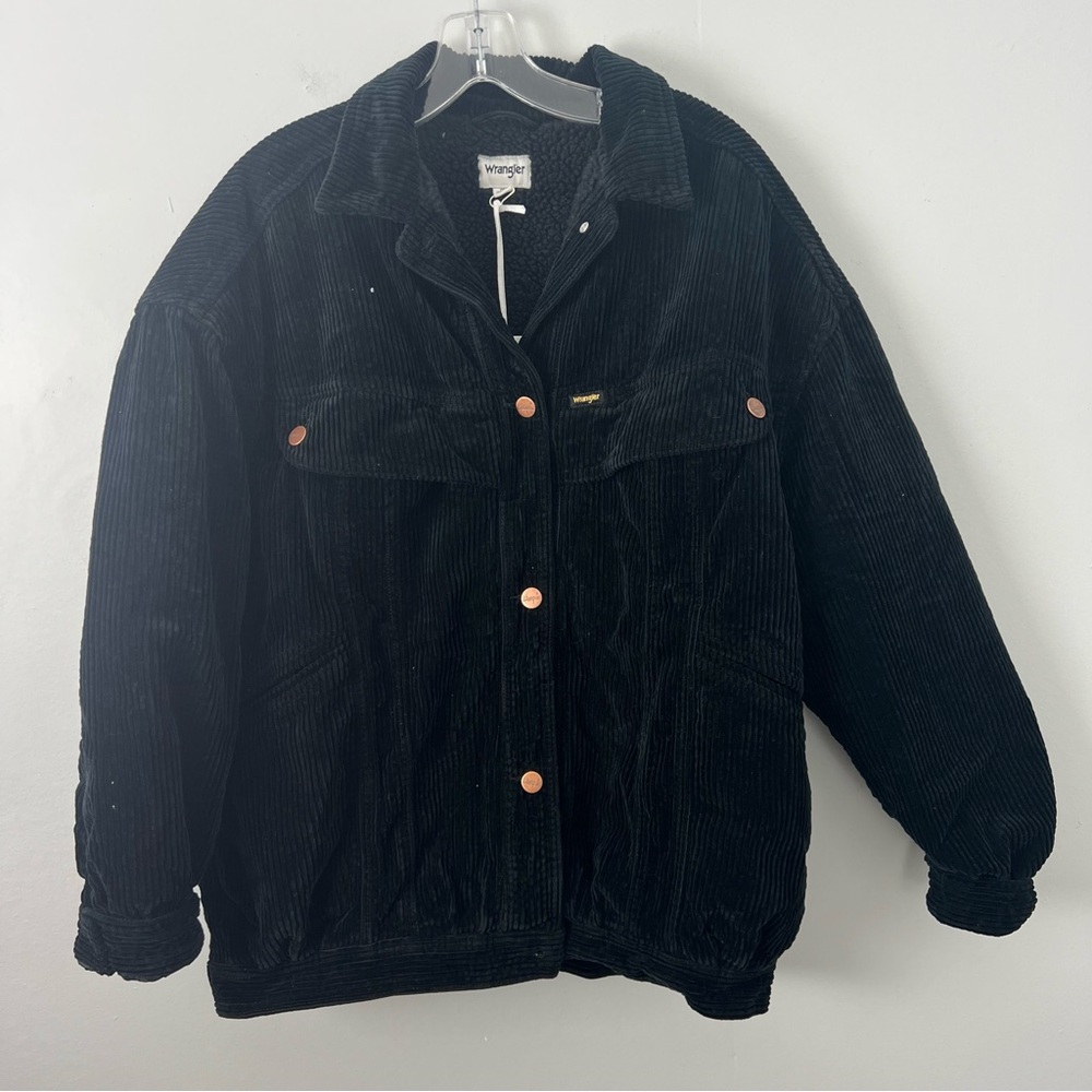 Wrangler NWT 80s Sherpa Black Corduroy Jacket Buttons